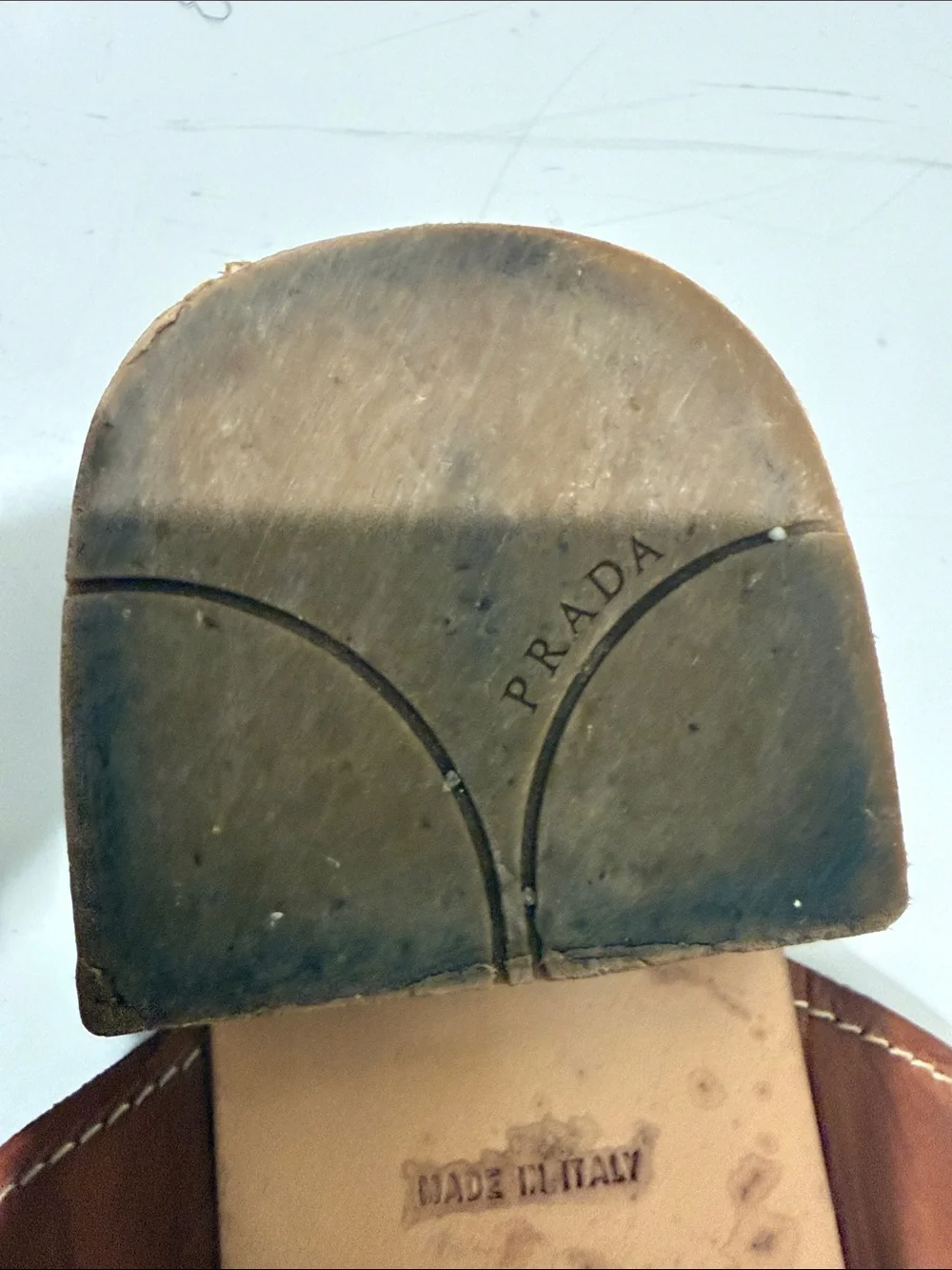 PRADA Tan Brown Leather Double-Strap Slide Sandals - Picture 13 of 14